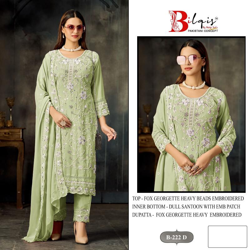 BILQIS B-222 A TO D Bulk salwar suits market in Delhi