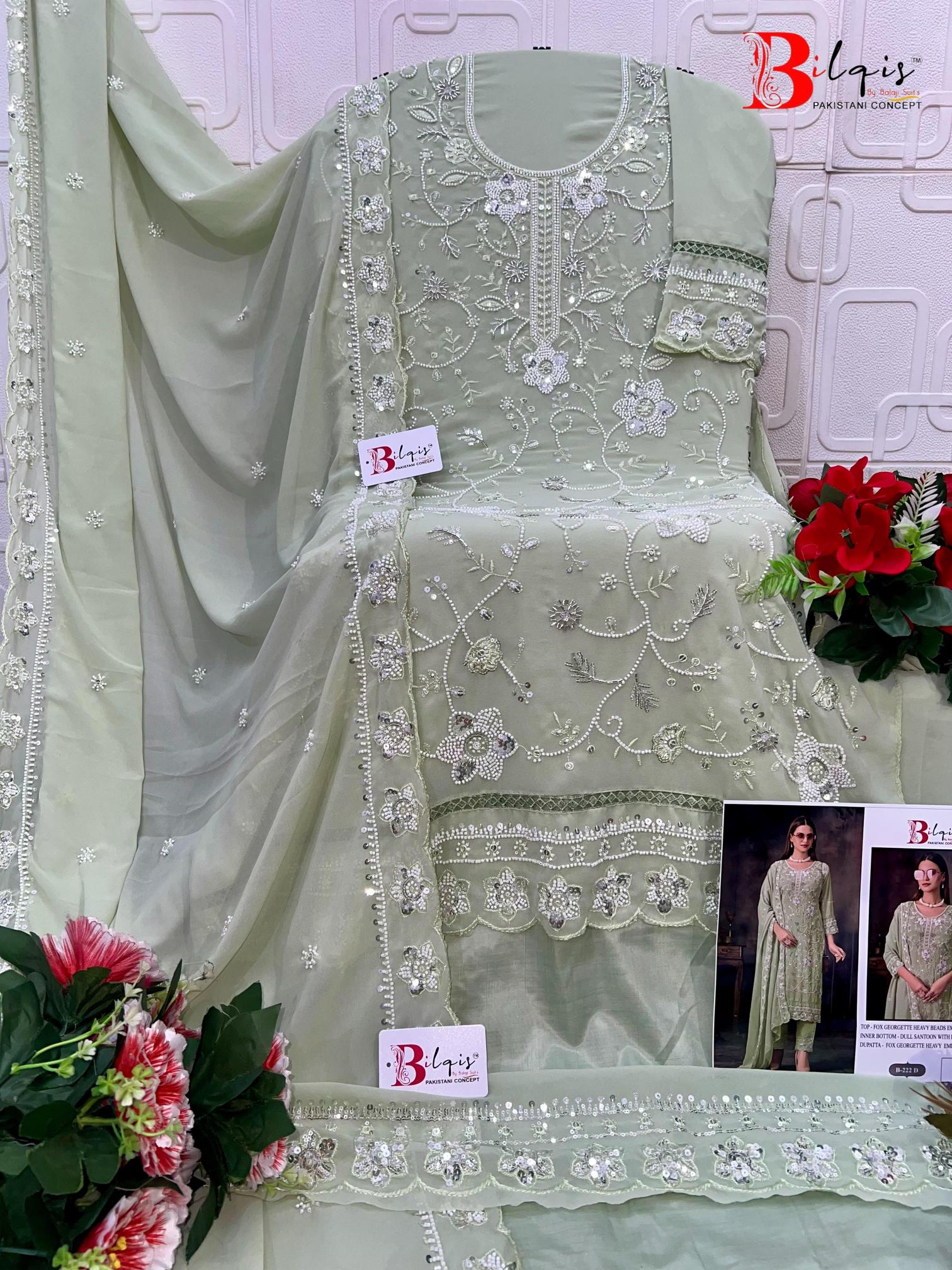 BILQIS B-222 A TO D Bulk salwar suits market in Delhi