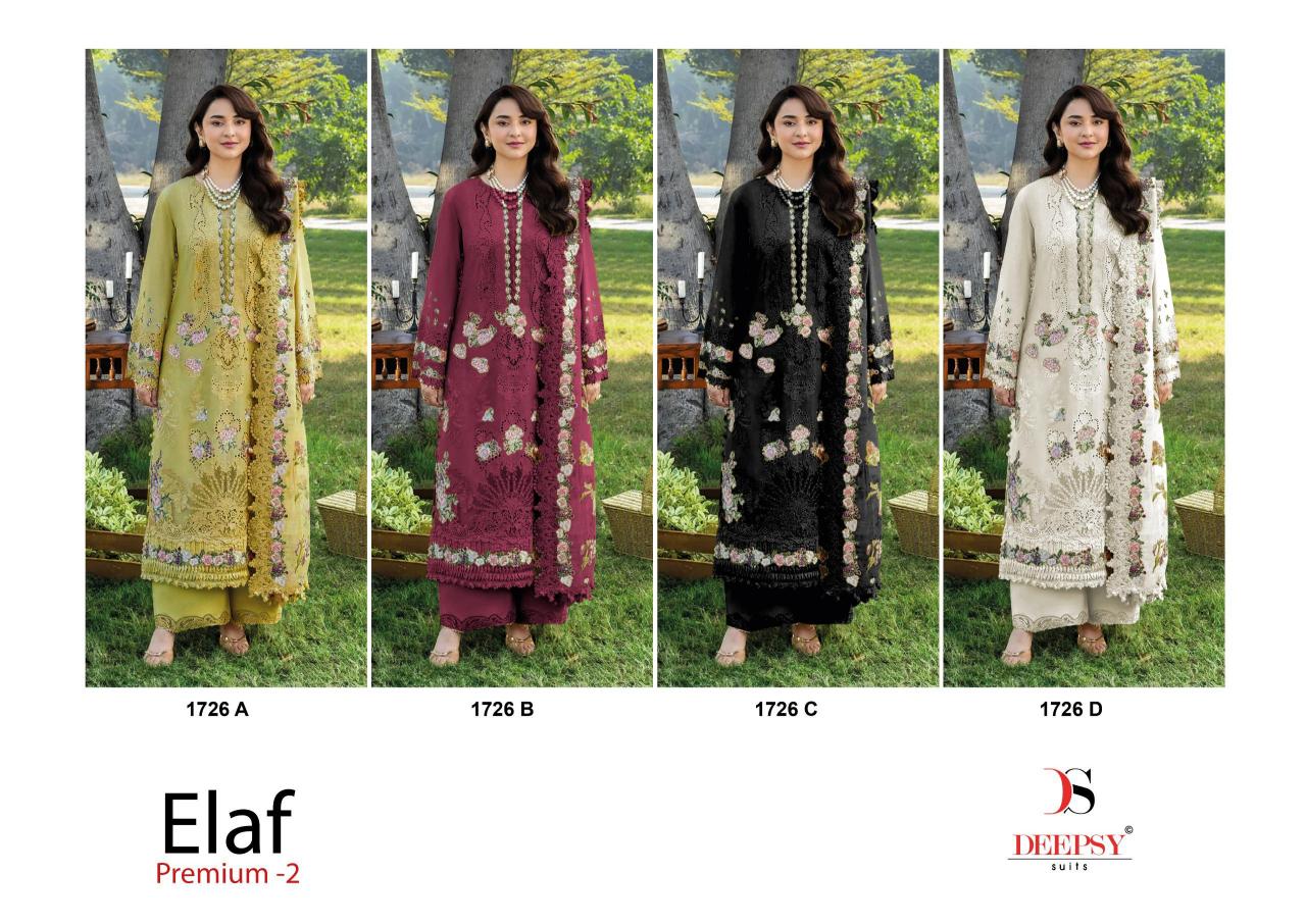 Deepsy Elaf Premium vol 2 d 1726 catalog wholesale market for pakistani suits in delhi