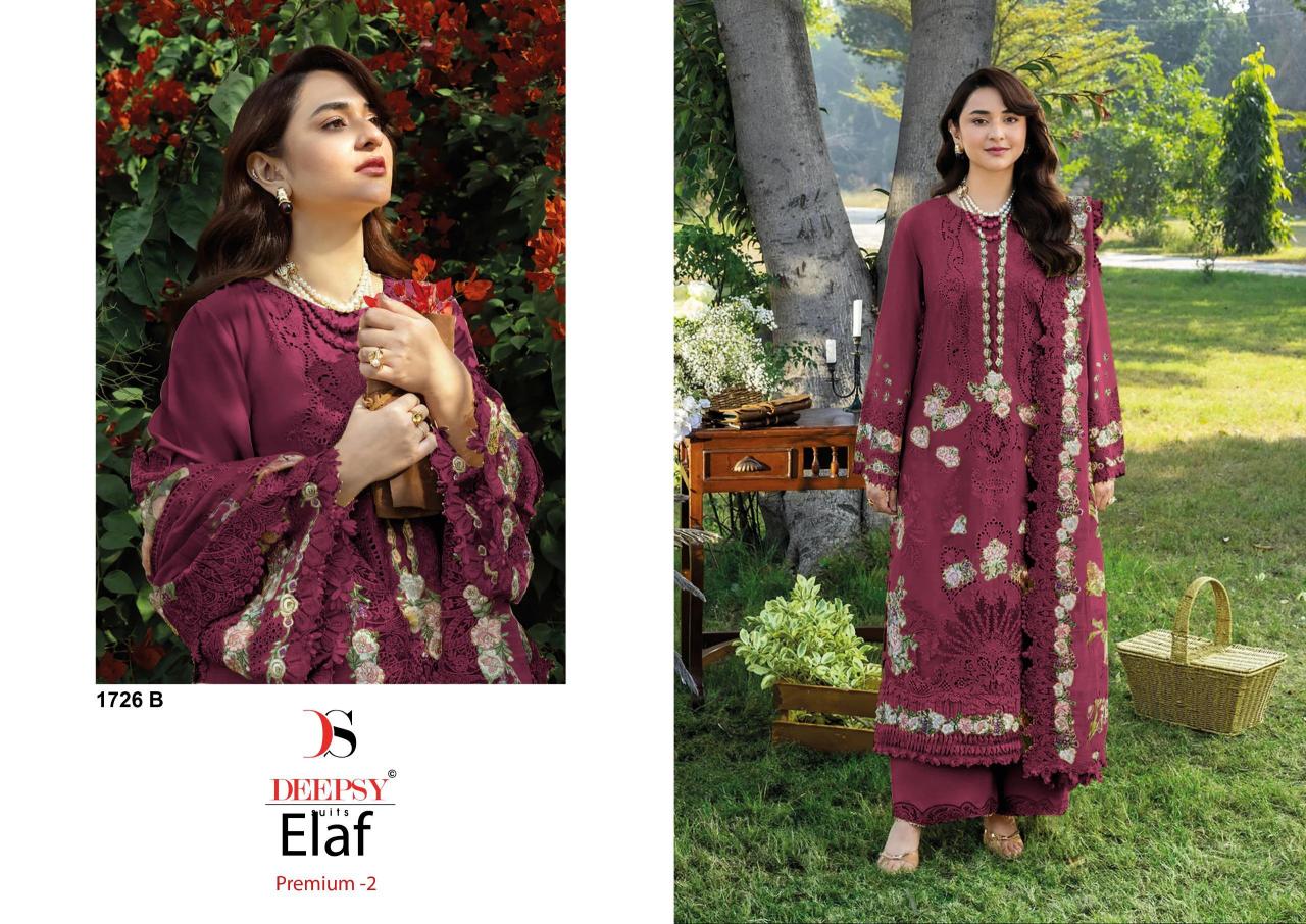 Deepsy Elaf Premium vol 2 d 1726 catalog wholesale market for pakistani suits in delhi