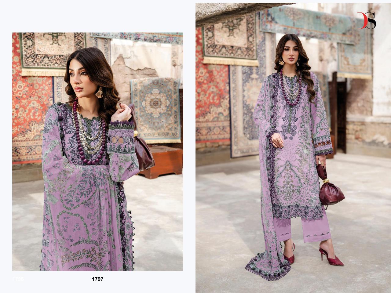 Deepsy Jade Bliss Lawn 25 Vol 5 catalog Chiffon Dupatta pakistani cotton suits wholesale