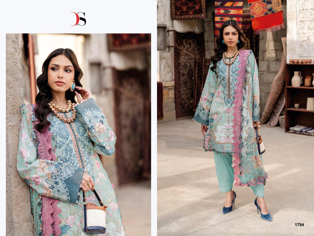 Deepsy Jade Bliss Lawn 25 Vol 5 catalog Chiffon Dupatta pakistani cotton suits wholesale