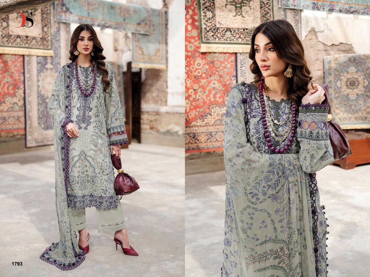 Deepsy Jade Bliss Lawn 25 Vol 5 catalog Chiffon Dupatta pakistani cotton suits wholesale