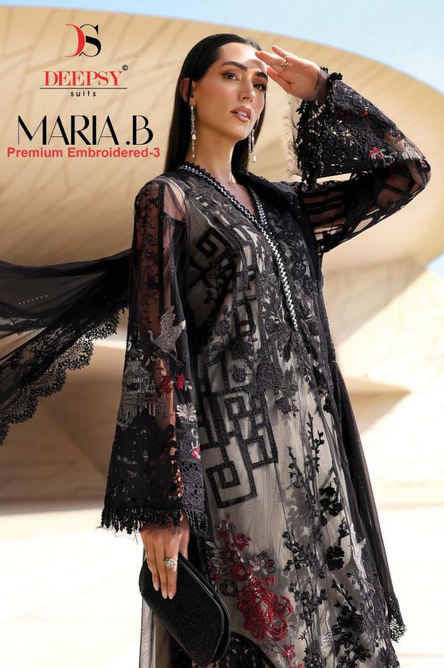 Deepsy Maria B Premium Embroidered vol 3 catalog chiffon duppatta pakistani suits wholesale in mumbai