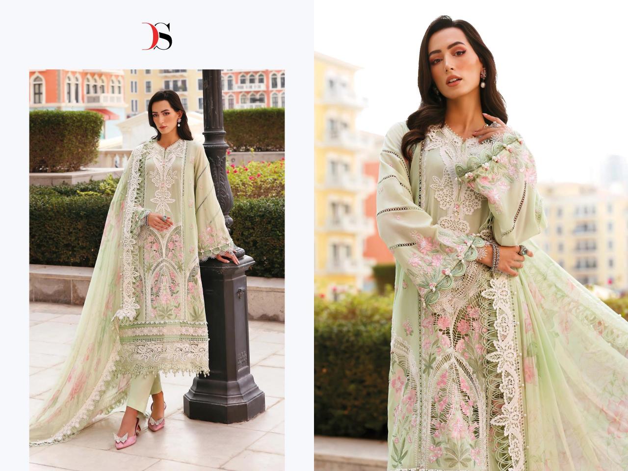 Deepsy Maria B Premium Embroidered vol 3 catalog chiffon duppatta pakistani suits wholesale in mumbai