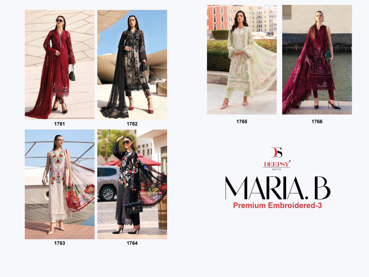 Deepsy Maria B Premium Embroidered vol 3 catalog cotton duppatta pakistani suits wholesale in surat