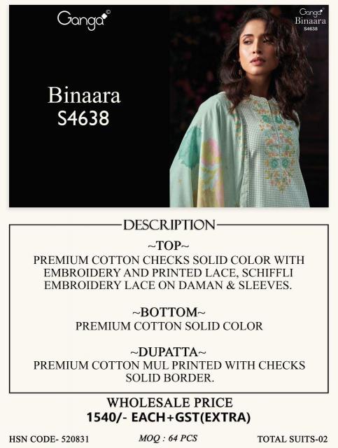 GANGA BINAARA 4638 Wholesale designer salwar Kameez