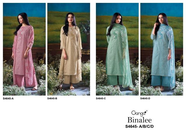 Ganga Binalee 4645 catalog unstitched salwar kameez wholesalers 