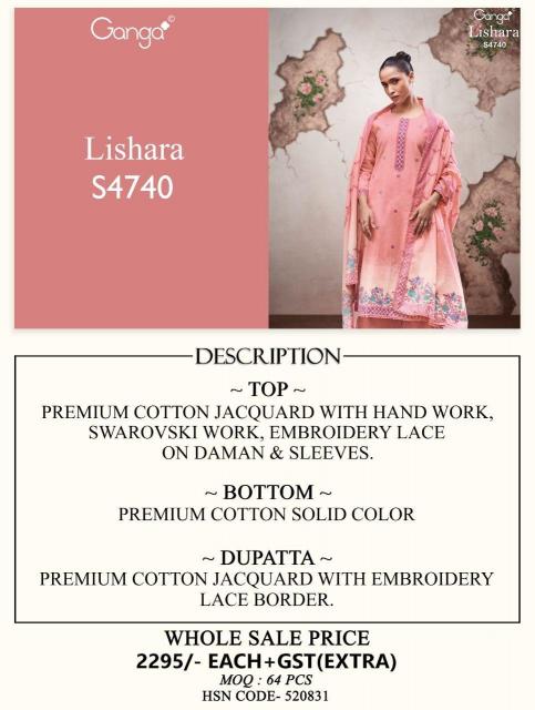 Ganga Lishara 4740 catalog buy salwar kameez wholesale 