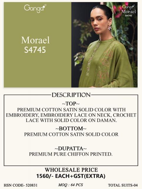 GANGA MORAEL 4745 Bulk Salwar Kameez Suppliers