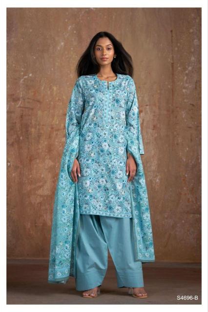 Ganga Qiana 4696 catalog wholesale unstitched salwar kameez suppliers 