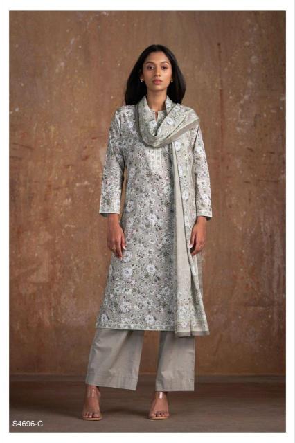 Ganga Qiana 4696 catalog wholesale unstitched salwar kameez suppliers 