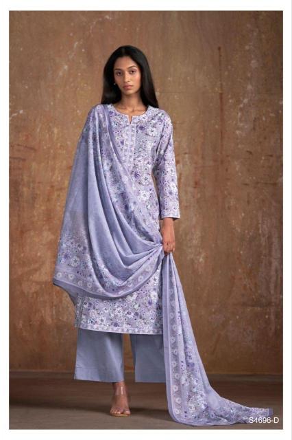 Ganga Qiana 4696 catalog wholesale unstitched salwar kameez suppliers 