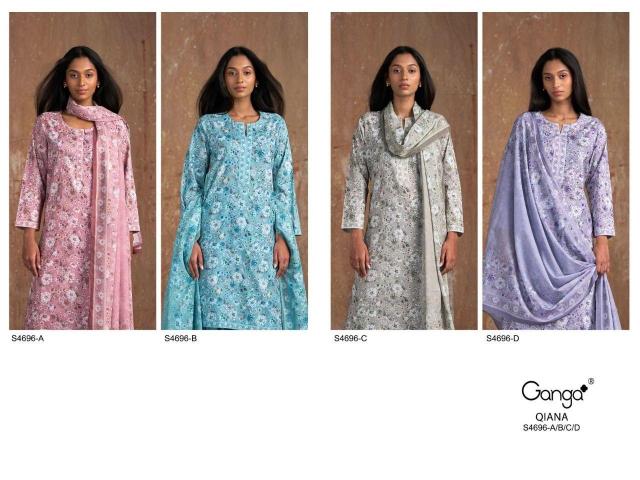 Ganga Qiana 4696 catalog wholesale unstitched salwar kameez suppliers 
