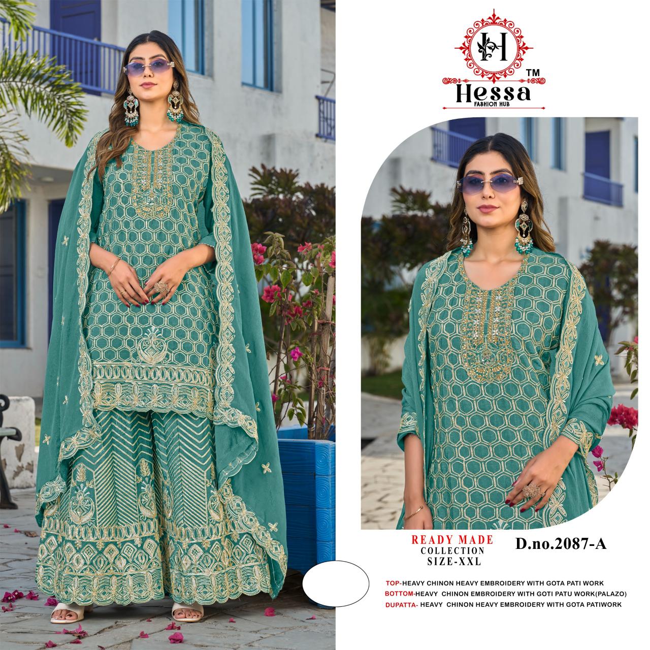 Hessa 2087 catalog wholesale pakistani suits in lucknow