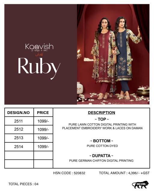 Kaavish Ruby catalog salwar kameez material wholesale