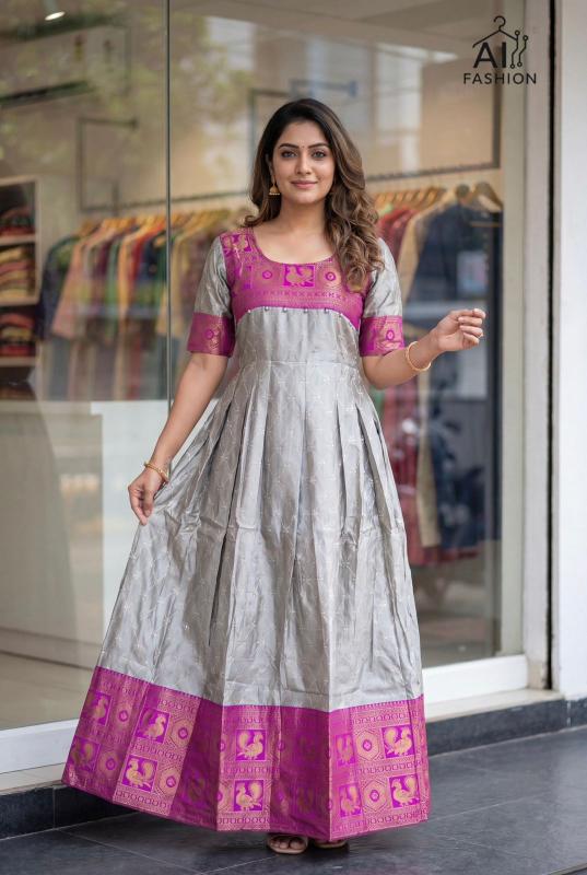 Kalyani Gown Lichi silk Kurti wholesale market in Delhi