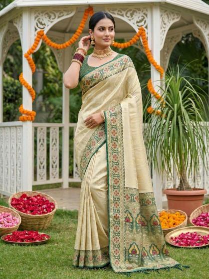 Kanika Silk by SHREE SHYAM FASHION fancy designer Banarasi Silk fabric wedding saree wholesale with Fancy latkan 