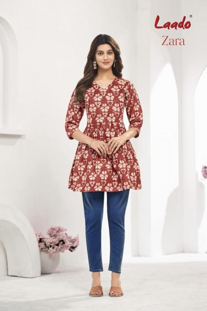 Laado Zara Vol-8 – Tunic Short Top With Flair - Wholesale Catalog
