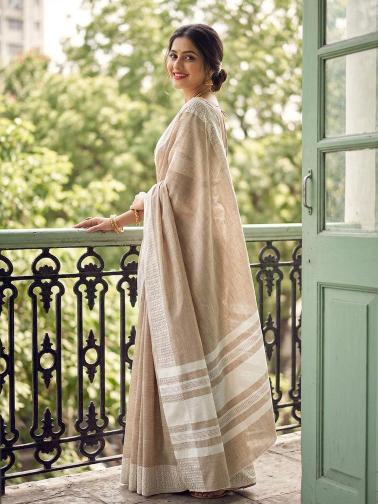 LINEN LOOMS VOL 2 by SHREE SHYAM FASHION fancy designer Soft LINEN COTTON fabric saree WITH LAKHNAVI BORDAR wholesale with Fancy latkan