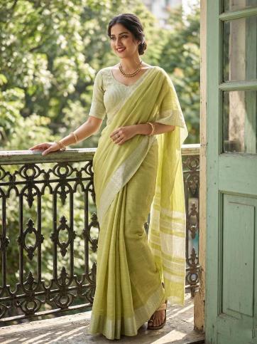 LINEN LOOMS VOL 2 by SHREE SHYAM FASHION fancy designer Soft LINEN COTTON fabric saree WITH LAKHNAVI BORDAR wholesale with Fancy latkan