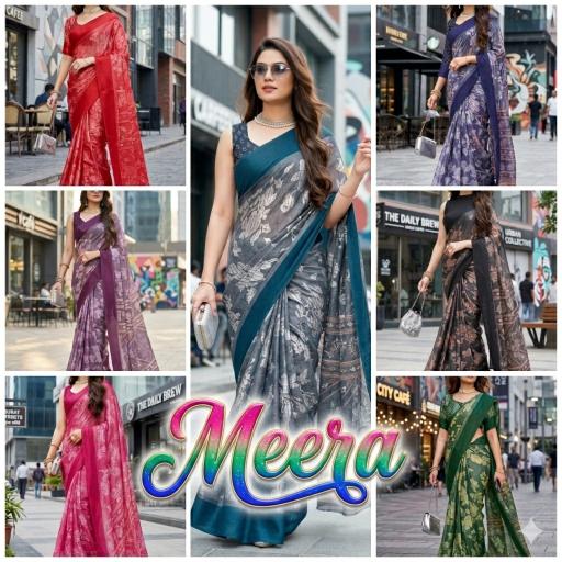 Meera Border Printed Saree wholesale distributors in Mumbai