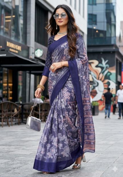 Meera Border Printed Saree wholesale distributors in Mumbai