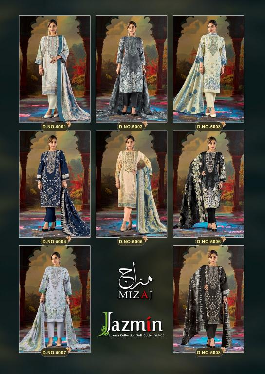 Mizaj Jazmin Vol- 5 – Karachi Readymade Kurti Pant With Dupatta - Wholesale Catalog