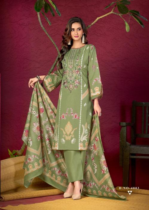 Mizaj M Print Vol-4 – Karachi Kurti Pant With Dupatta - Wholesale Catalog