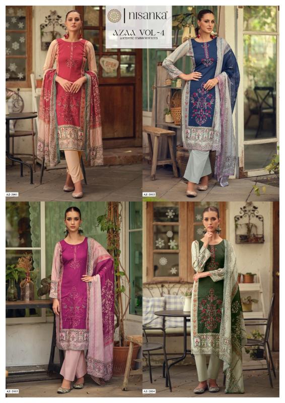 Nisanka Mills & Emb Azaa Vol 4 Catalog surat ladies dress material