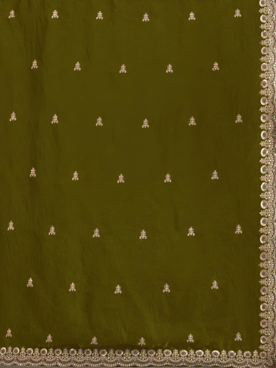 Olive Green Royal Embroidered 1026 Saree wholesale market in Kolkata