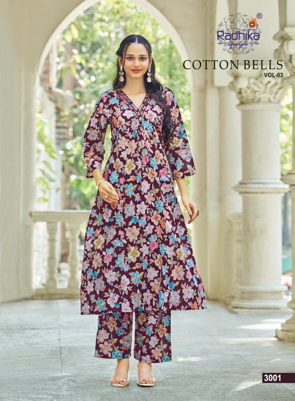RADHIKA LIFE STYLE COTTON BELLS VOL 3 Ladies kurti wholesalers in Surat