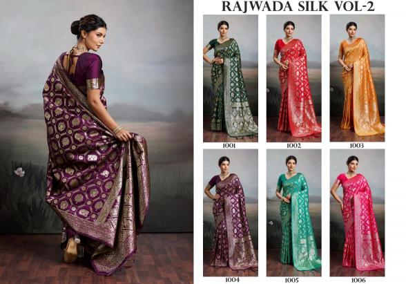 RAJWADA SILK VOL 2 by SHREE SHYAM FASHION fancy designer Soft SILK BLEND fabric saree wholesale with Fancy latkan