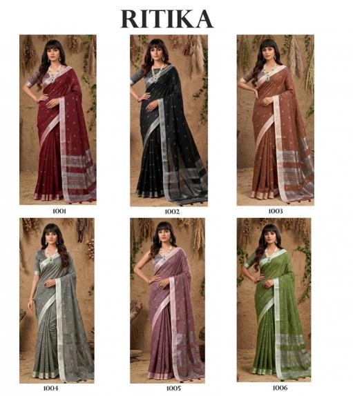 RITIKA by SHREE SHYAM FASHION fancy designer Soft LINEN COTTON SOFT fabric saree wholesale with Fancy latkan