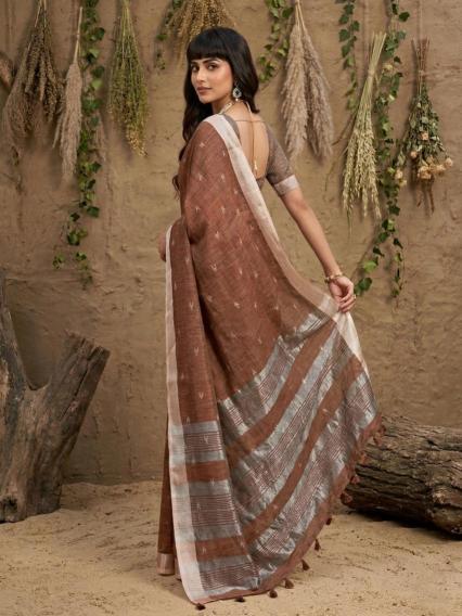 RITIKA by SHREE SHYAM FASHION fancy designer Soft LINEN COTTON SOFT fabric saree wholesale with Fancy latkan