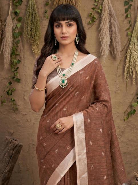 RITIKA by SHREE SHYAM FASHION fancy designer Soft LINEN COTTON SOFT fabric saree wholesale with Fancy latkan