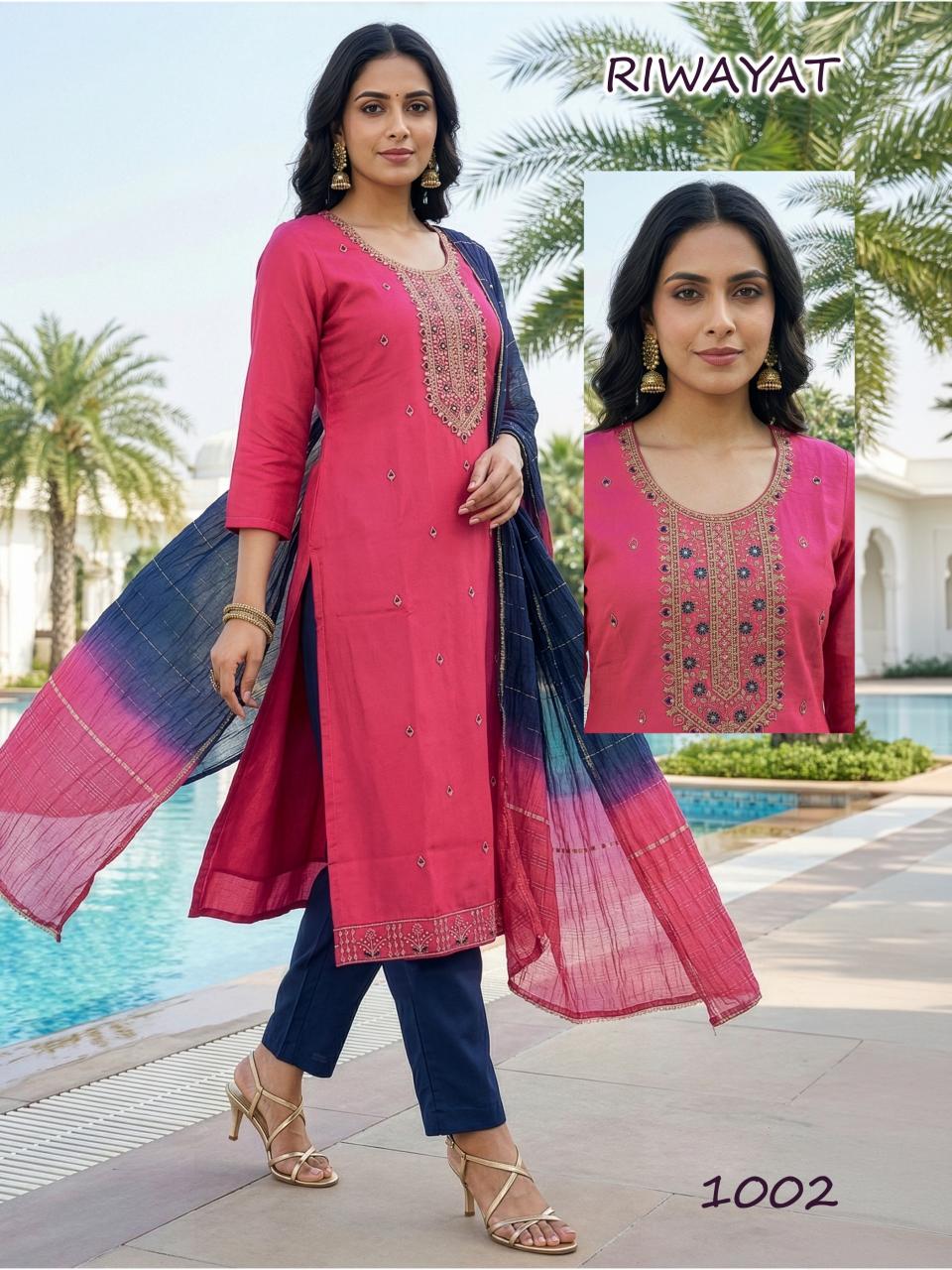 RIWAYAT Roman silk Ladies kurti supplier in Ahmedabad