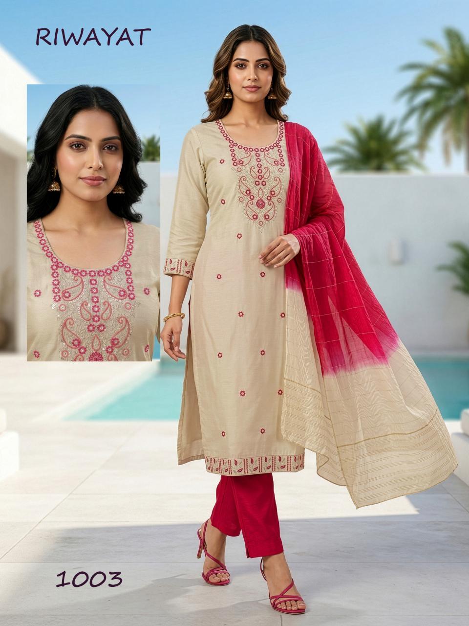 RIWAYAT Roman silk Ladies kurti supplier in Ahmedabad