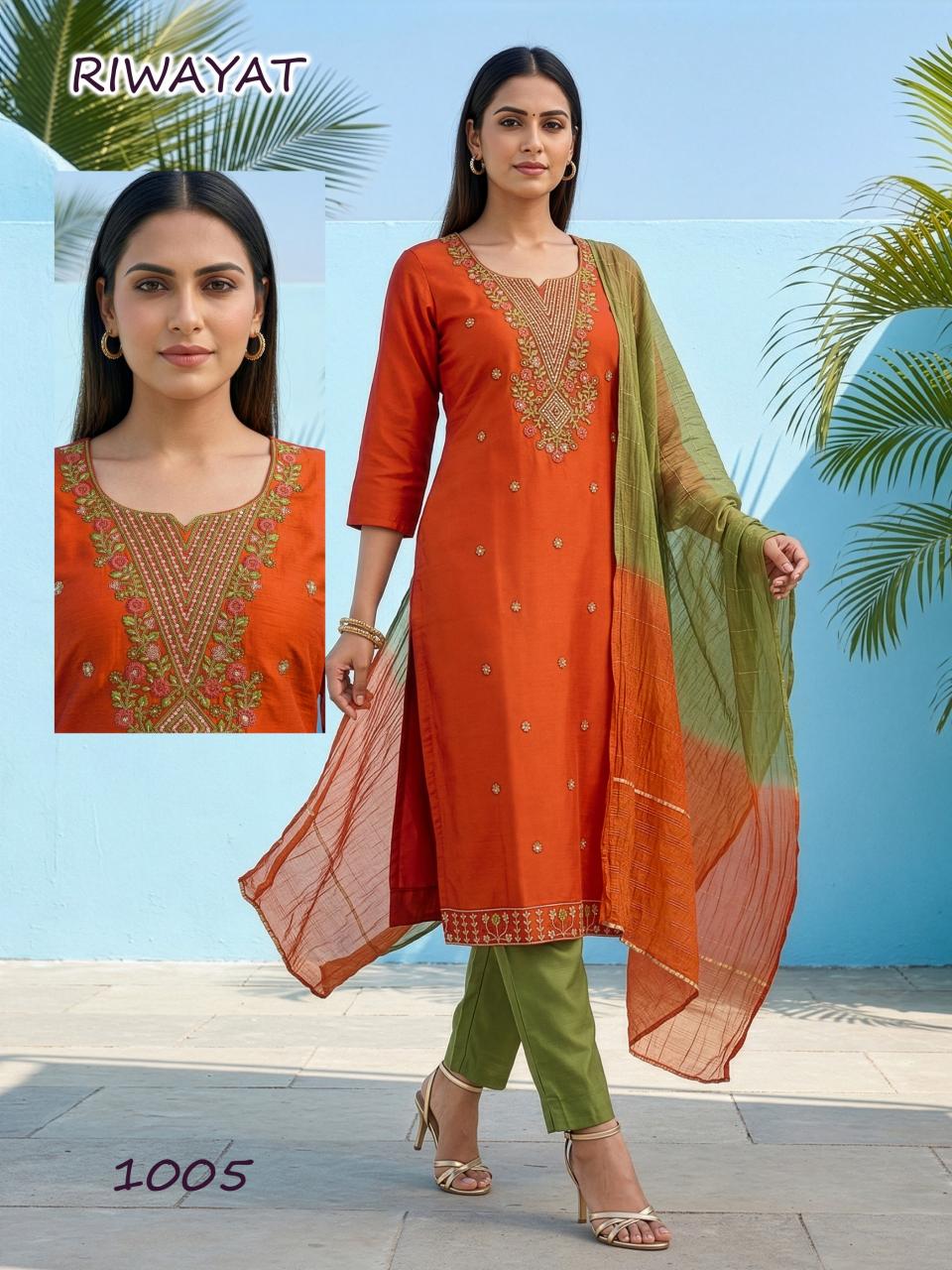 RIWAYAT Roman silk Ladies kurti supplier in Ahmedabad
