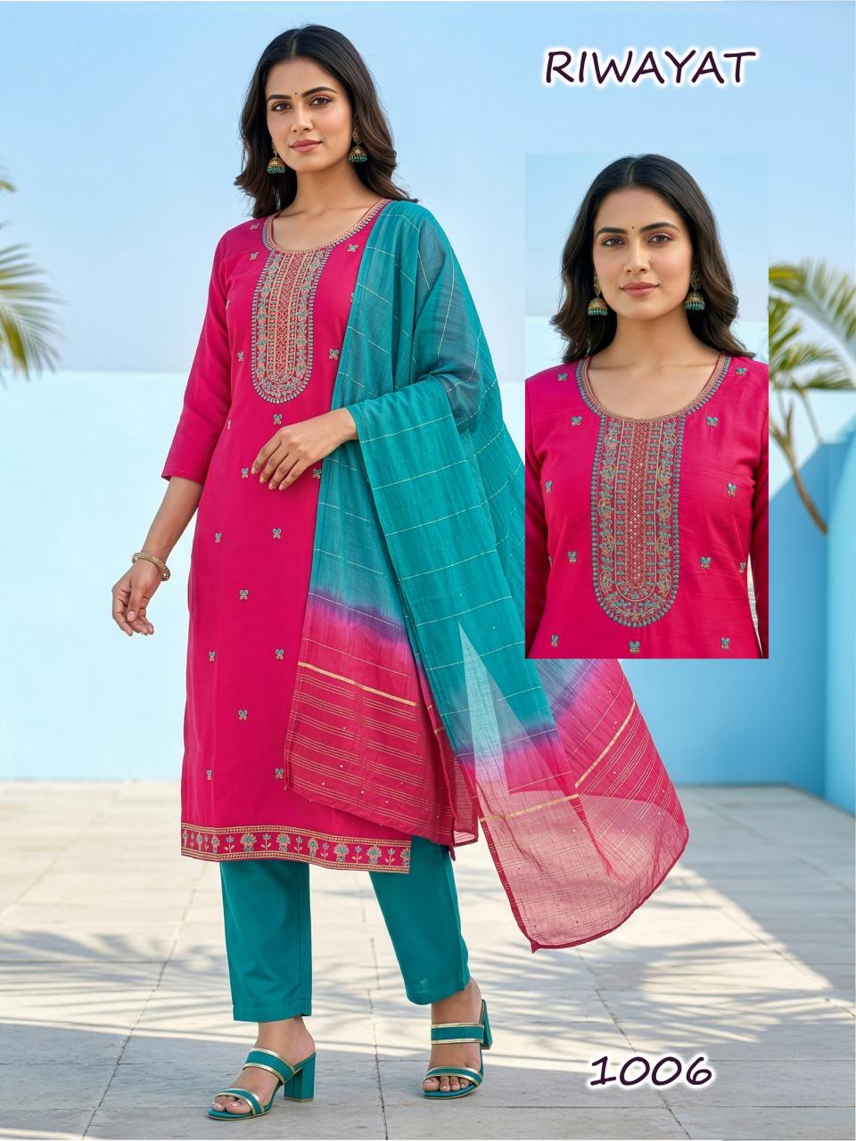 RIWAYAT Roman silk Ladies kurti supplier in Ahmedabad