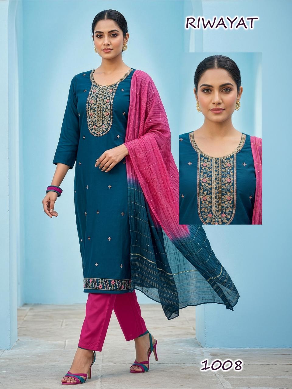 RIWAYAT Roman silk Ladies kurti supplier in Ahmedabad