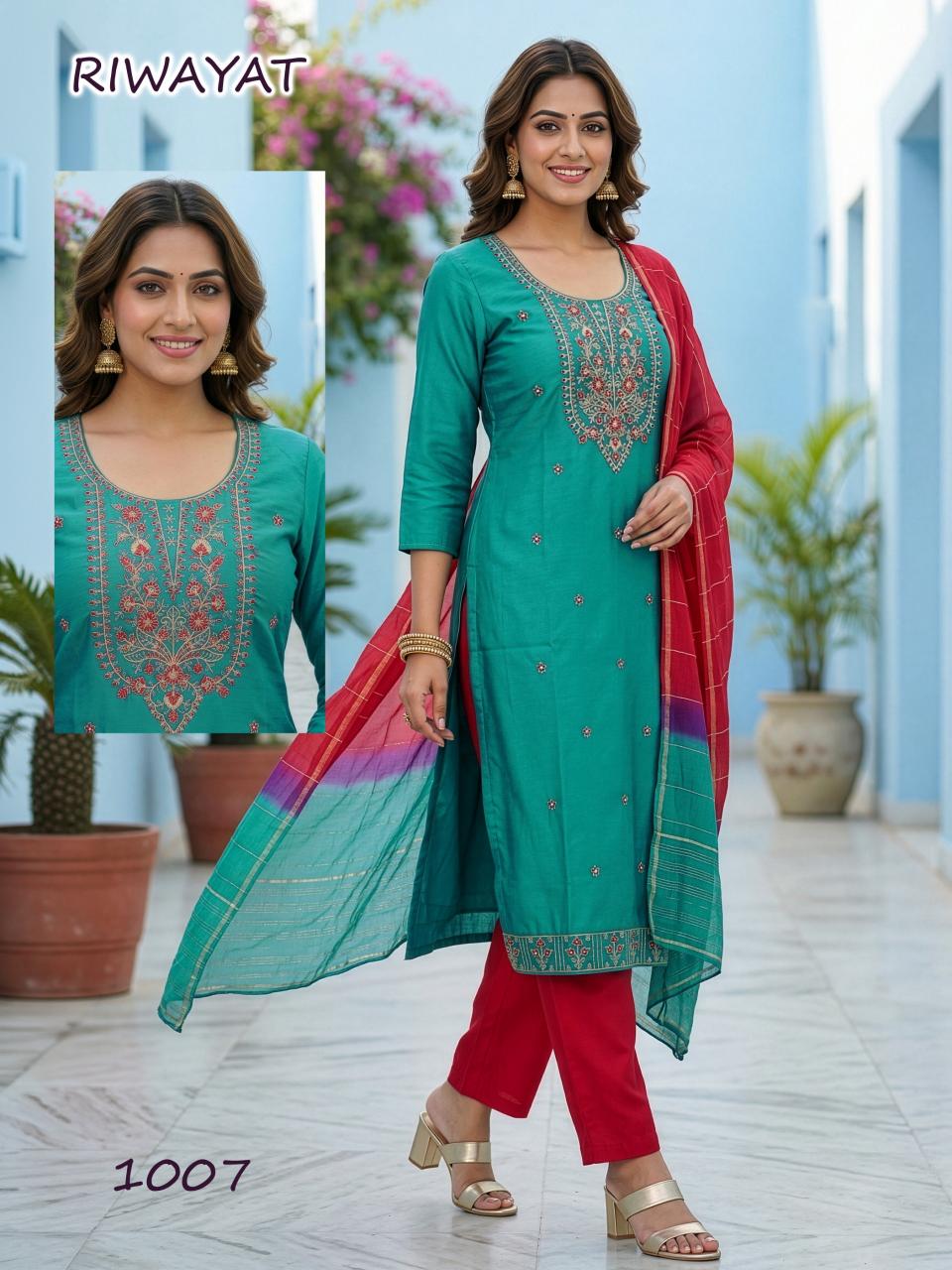 RIWAYAT Roman silk Ladies kurti supplier in Ahmedabad