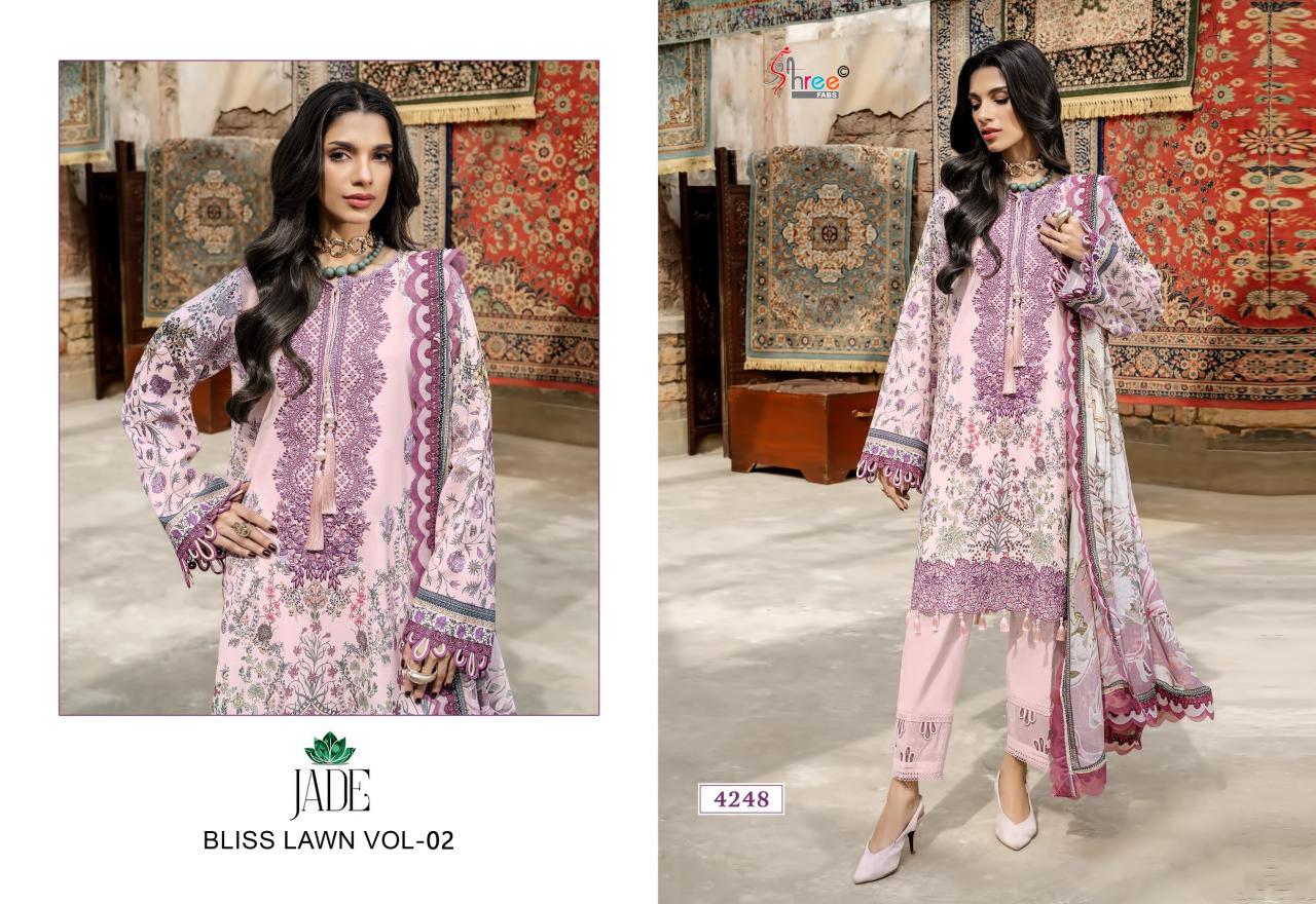 Shree Fabs Jade Bliss Lawn vol 2 catalog Chiffon Dupatta pakistani suits wholesale in hyderabad
