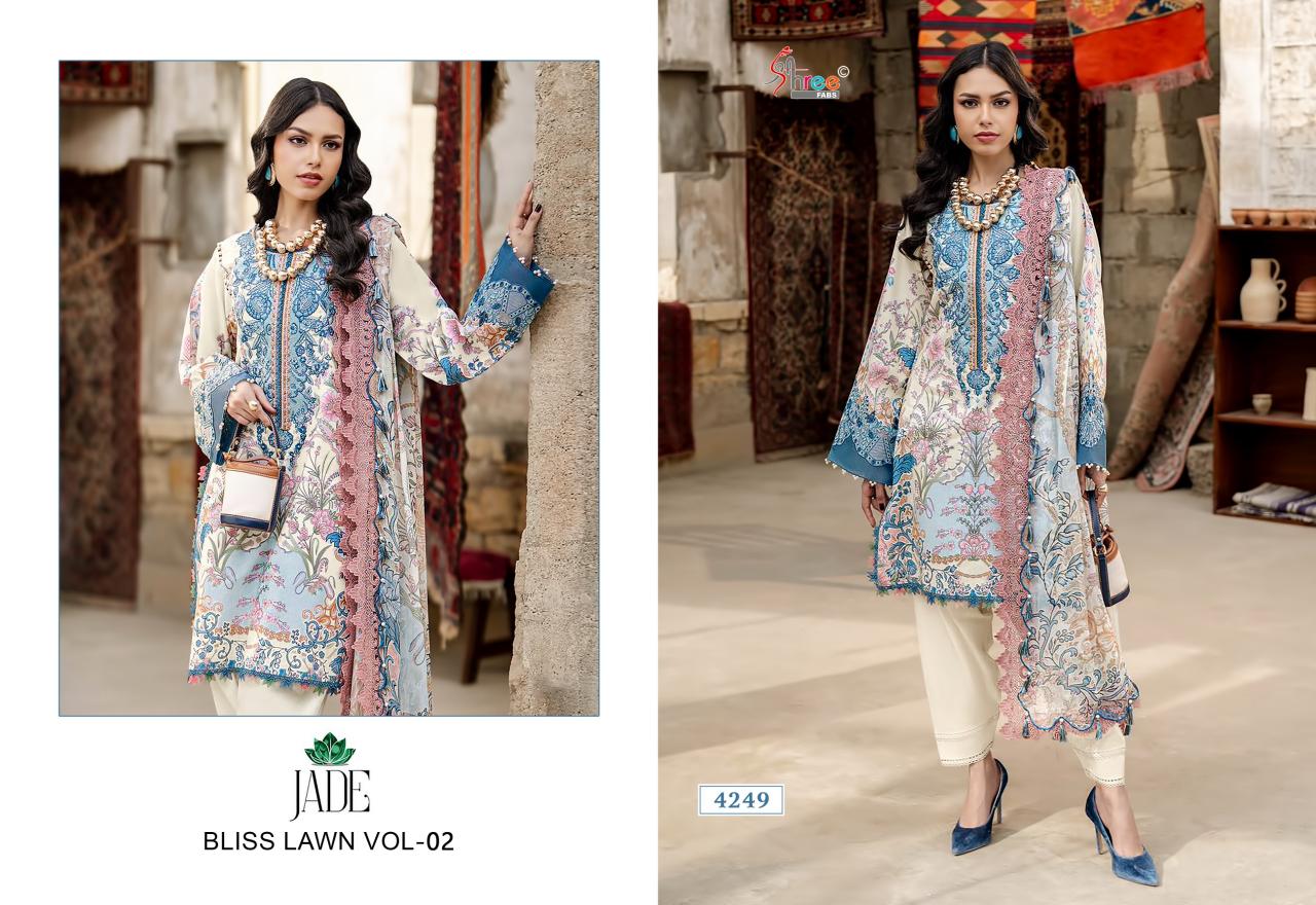 Shree Fabs Jade Bliss Lawn vol 2 catalog Chiffon Dupatta pakistani suits wholesale in hyderabad