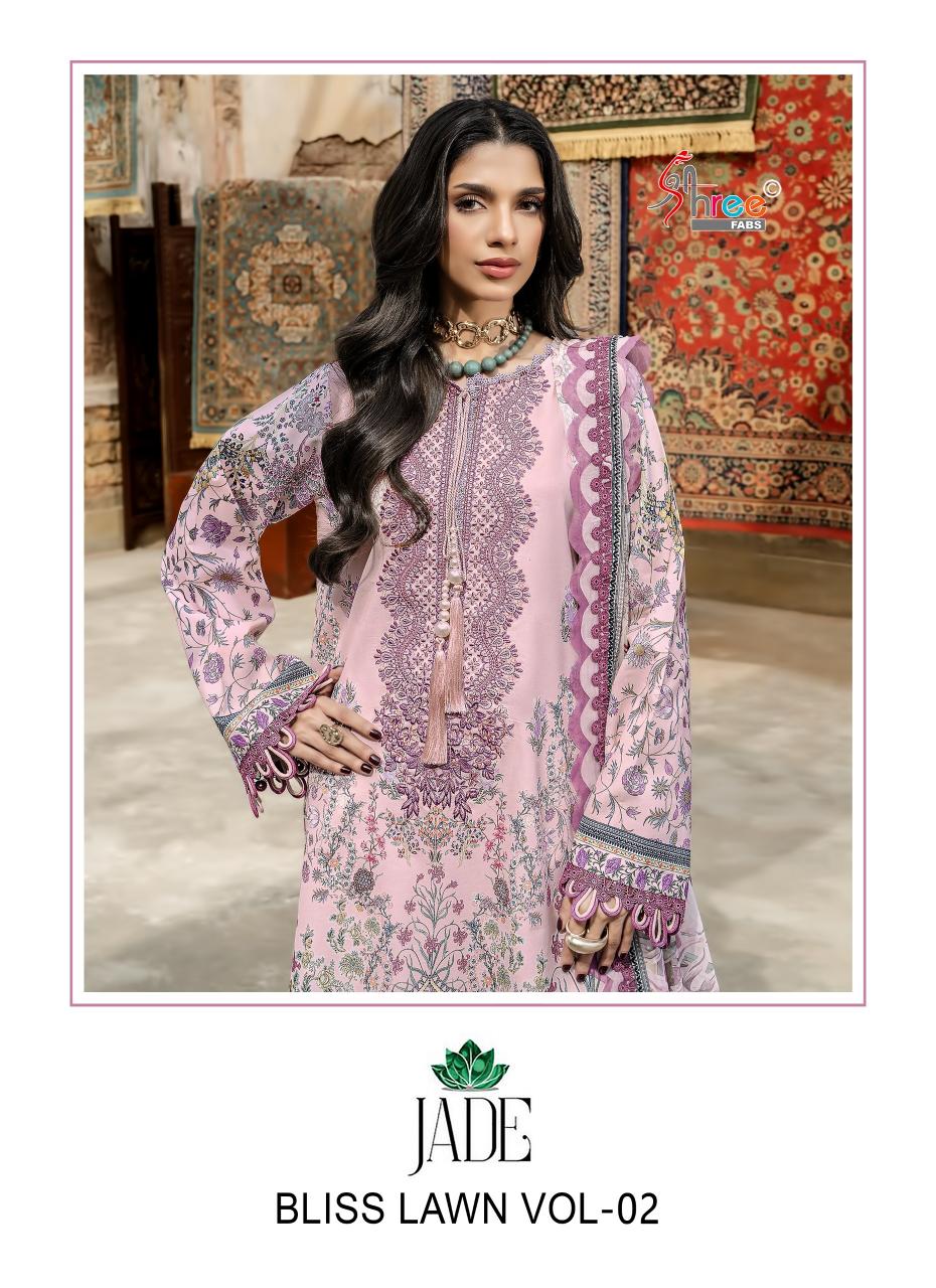 Shree Fabs Jade Bliss Lawn vol 2 catalog Chiffon Dupatta pakistani suits wholesale in hyderabad