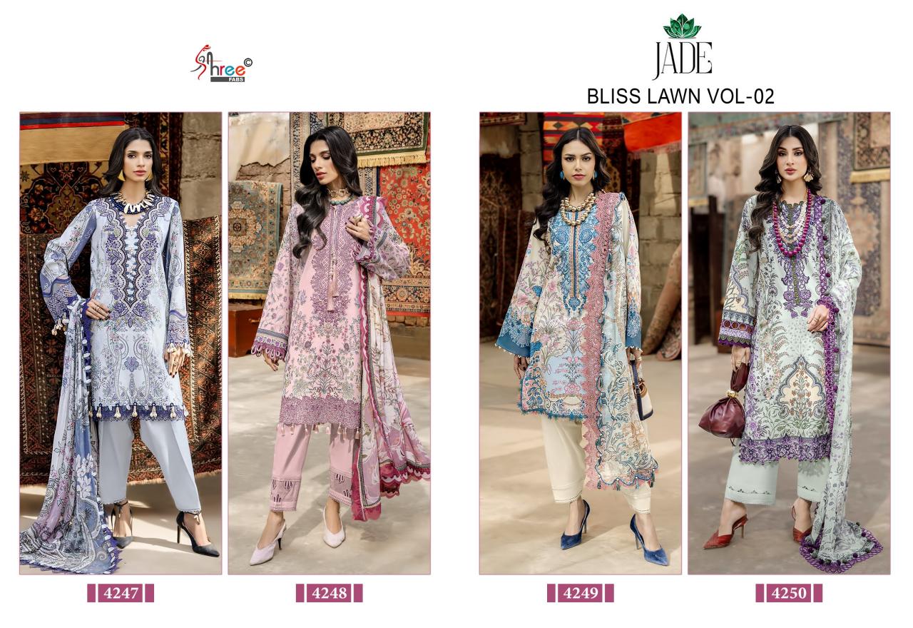 Shree Fabs Jade Bliss Lawn vol 2 catalog Cotton Dupatta pakistani suits wholesale online