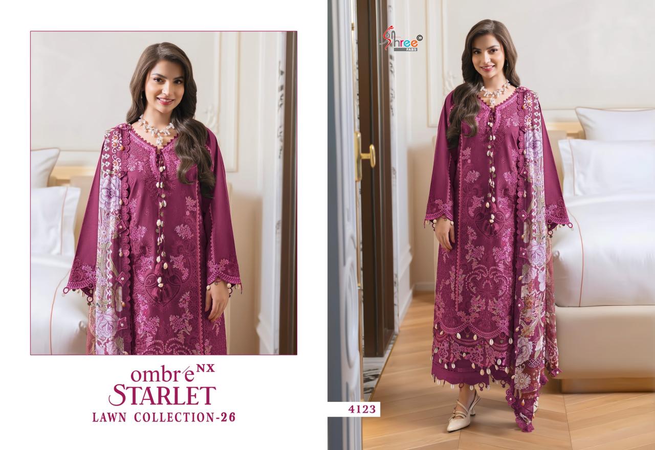 Shree Fabs Ombre Starlet Lawn Collection Vol 26 Nx catalog Chiffon Dupatta pakistani suits wholesaler in delhi