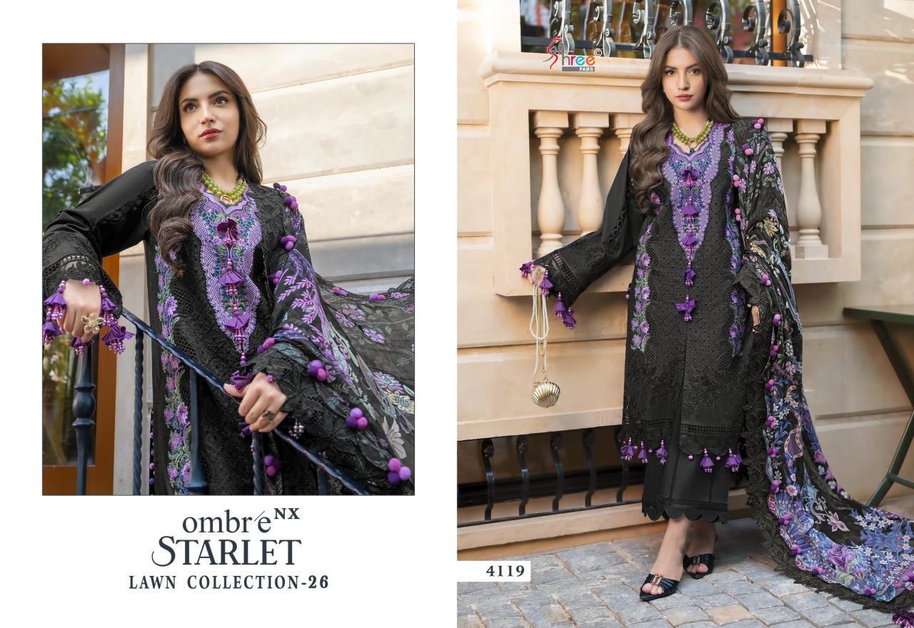 Shree Fabs Ombre Starlet Lawn Collection Vol 26 Nx catalog Chiffon Dupatta pakistani suits wholesaler in delhi