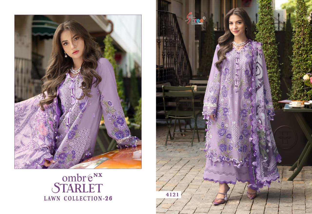 Shree Fabs Ombre Starlet Lawn Collection Vol 26 Nx catalog Chiffon Dupatta pakistani suits wholesaler in delhi