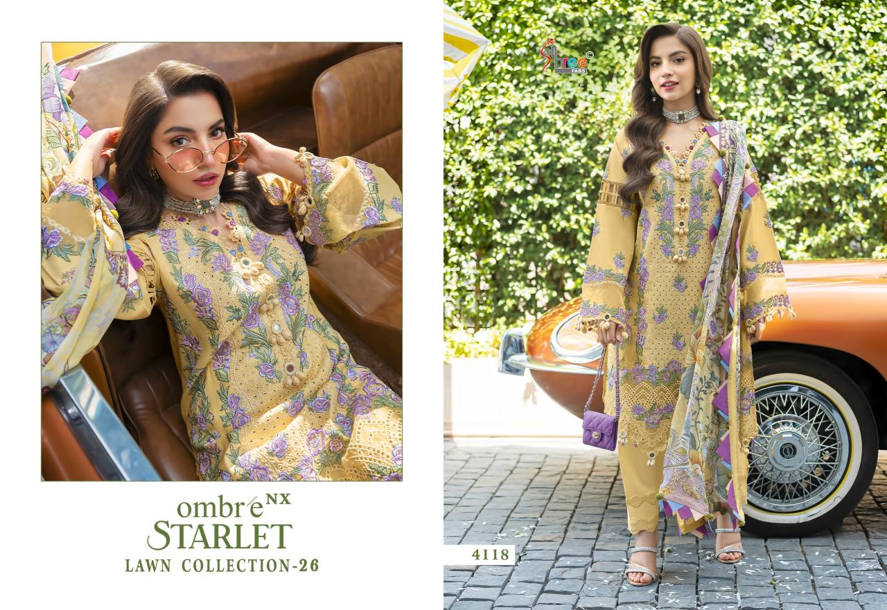 Shree Fabs Ombre Starlet Lawn Collection Vol 26 Nx catalog Chiffon Dupatta pakistani suits wholesaler in delhi